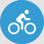 Graphic of a person on a bicycle