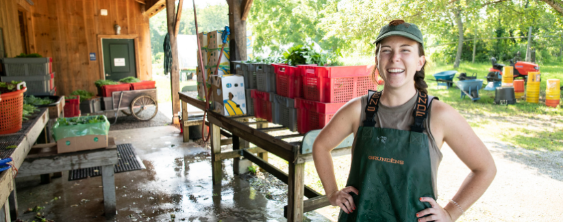 Chrissie laughs in the wash station